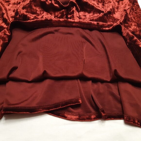 Harlowe and Graham Top Womens Juniors Medium Red Velvet Strappy Stretch Burgundy - Picture 7 of 14